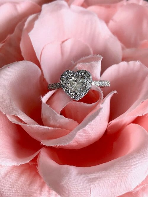 custom ring set in a beautiful pink flower